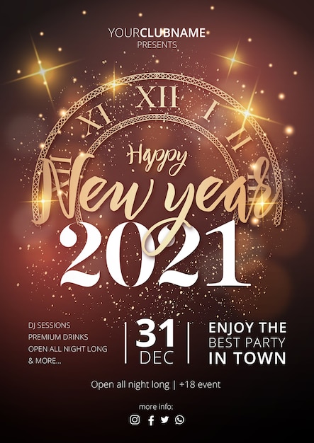 Free Vector | Realistic new year party poster template