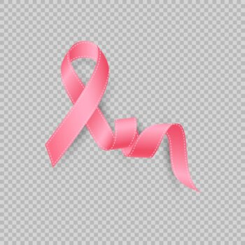 Free Vector | Realistic pink ribbon isolated on transparent background. breast cancer awareness month symbol, vector illustration