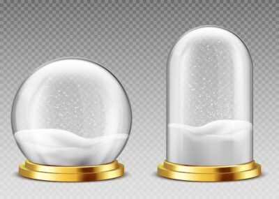 Free Vector | Realistic snow globe and dome, christmas souvenirs