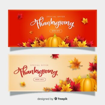 Free Vector | Realistic thanksgiving banners template