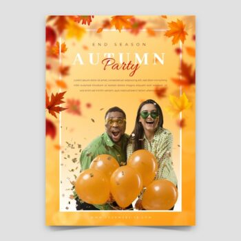 Free Vector | Realistic vertical poster template for autumn celebration