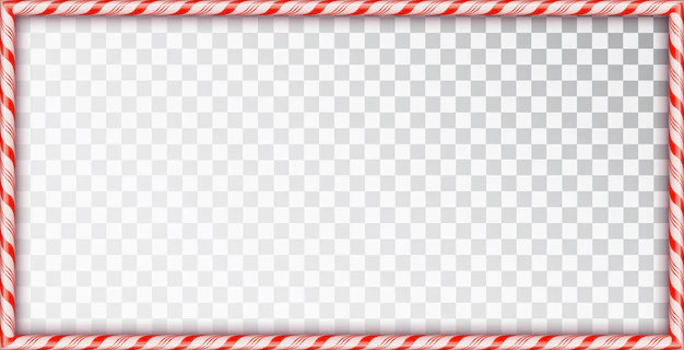 Free Vector | Rectangle frame made of candy canes. blank christmas border with red and white striped lollipop pattern isolated on transparent background. holiday design.
