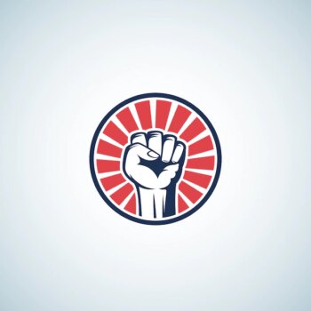 Free Vector | Red and blue activist rebellion fist symbol. abstract