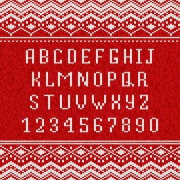 Free Vector | Red and white knitting alphabet