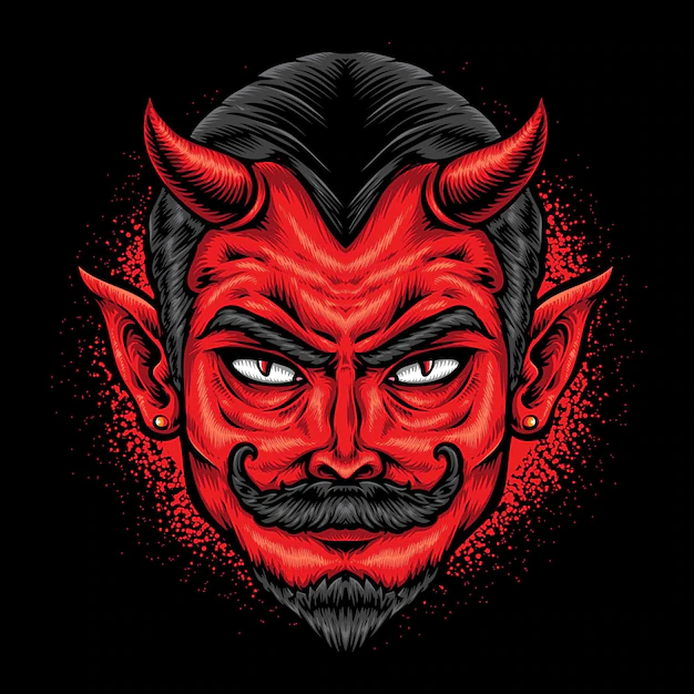 Free Vector | Red devil face vector logo
