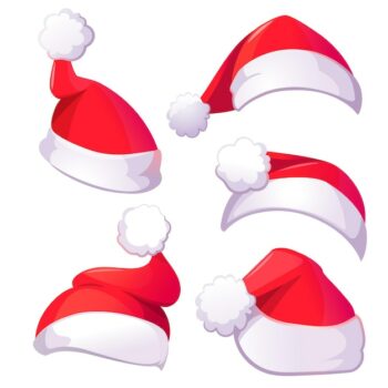 Free Vector | Red santa claus hats for christmas or new year