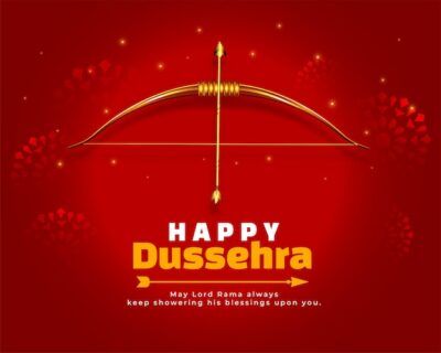 Free Vector | Red wishes card for dussehra festival
