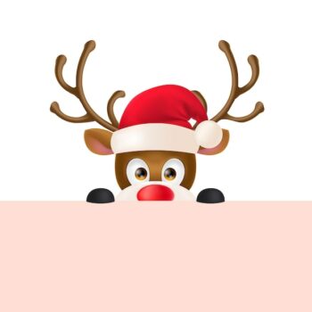 Free Vector | Reindeer in santa hat peeping out