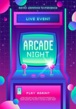 Free Vector | Retro gaming poster template