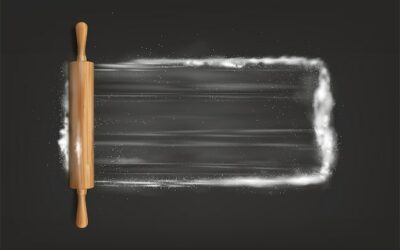 Free Vector | Rolling pin on table with flour vector