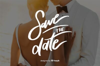 Free Vector | Save the date lettering with photo