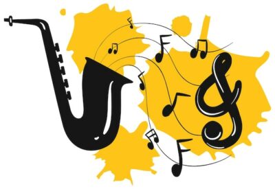 Free Vector | Saxophone with music notes in background