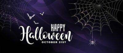 Free Vector | Scary halloween background with bats and spider web