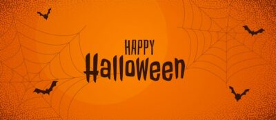 Free Vector | Scary halloween orange banner