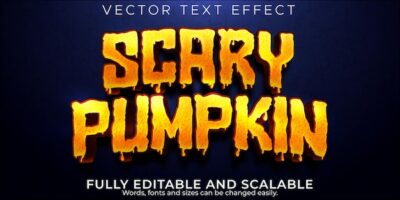 Free Vector | Scary pumpkin text effect editable dead and witch text style