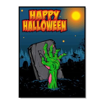 Free Vector | Scary zombie hand poster halloween