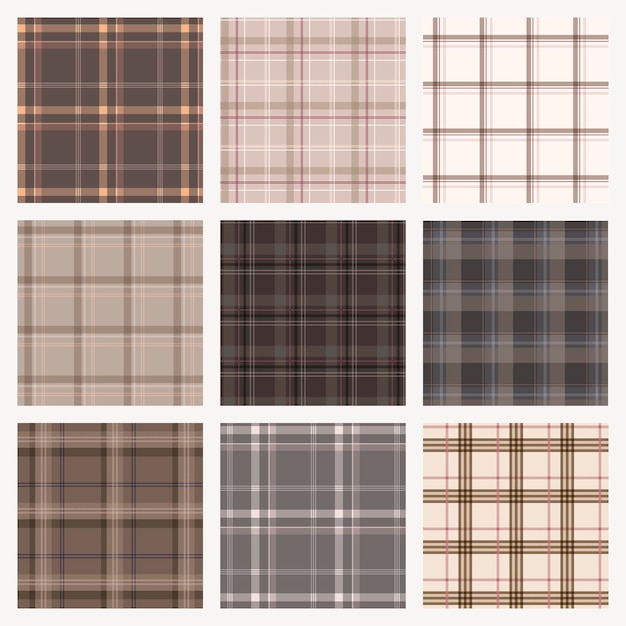 Free Vector | Seamless tartan background, brown abstract pattern design vector set