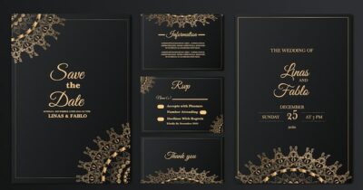 Free Vector | Set collection luxury wedding invitation card template