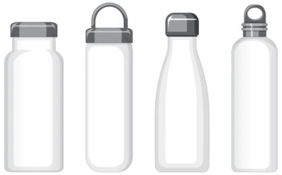 Free Vector | Set of different white metal water bottles isolated