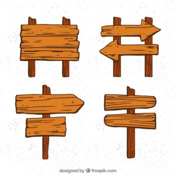 Free Vector | Set of four wooden signs