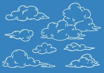 Free Vector | Set of handrawn clouds doodles