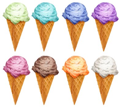 Free Vector | Set of icecream in different flavors illustration