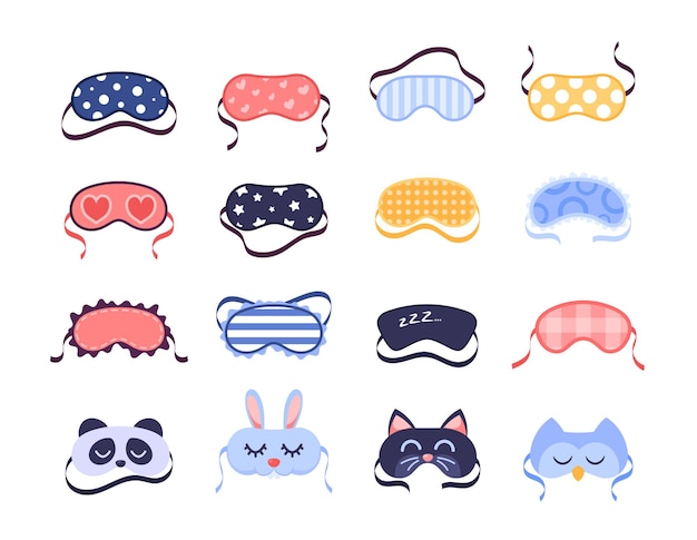 Free Vector | Set of icon sleep masks, eye protection wear accessory beauty collection.