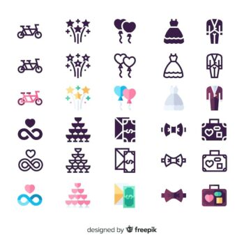 Free Vector | Set of icons for wedding