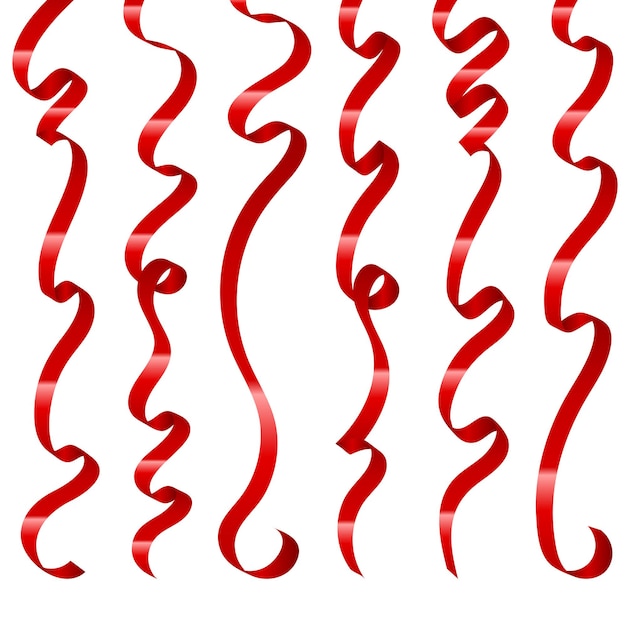 Free Vector | Set of red ribbons on white background