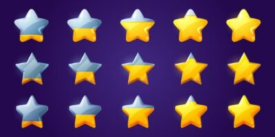 Free Vector | Set of stars, game score from empty to full rows.