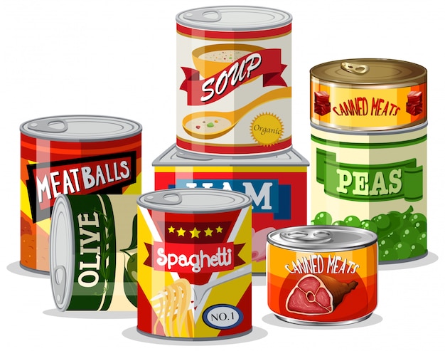 Free Vector | Set of tin food