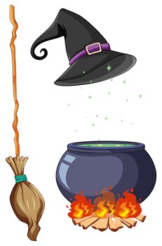 Free Vector | Set of witch and wizard objects