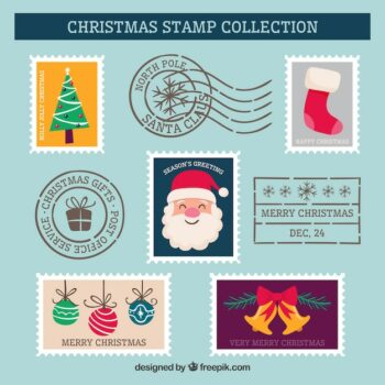 Free Vector | Several christmas stamps