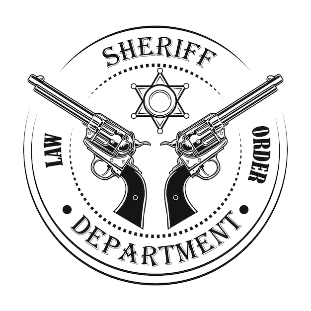 Free Vector | Sheriff department emblem vector illustration. guns and text, circular stamp
