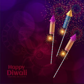Free Vector | Shiny diwali crackers firework celebration illustration