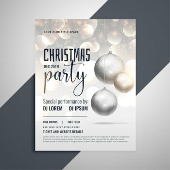 Free Vector | Shiny silver christmas celebration flyer design template