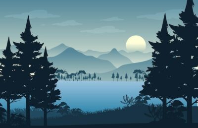 Free Vector | Silhouette forest landscape background