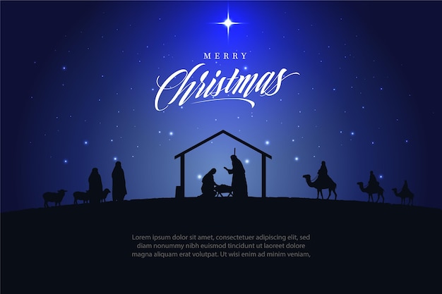 Free Vector | Silhouette nativity scene