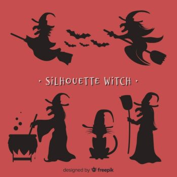 Free Vector | Silhouettes of witches