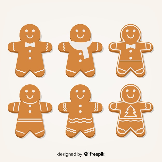 Free Vector | Simple gingerbread cookie collection