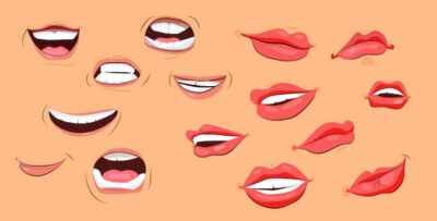 Free Vector | Smiles and lips icons set
