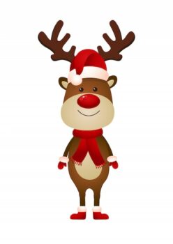 Free Vector | Smiling reindeer wearing santa hat and scarf illustration