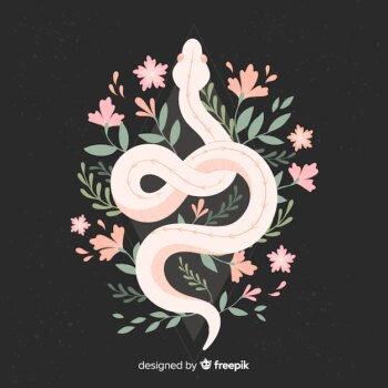 Free Vector | Snake with flowers background