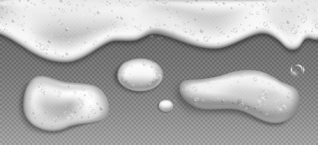 Free Vector | Soap foam with bubbles, white suds of detergent, cleaning gel or shampoo on transparent