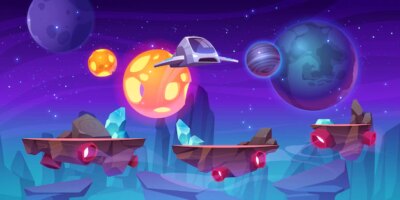 Free Vector | Space game level background with platforms