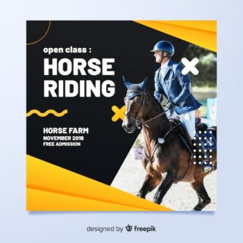 Free Vector | Sport flyer with jockey on horse
