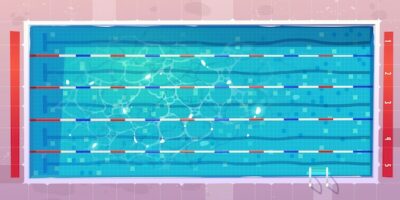 Free Vector | Sports pool, top view with blue ripped water.