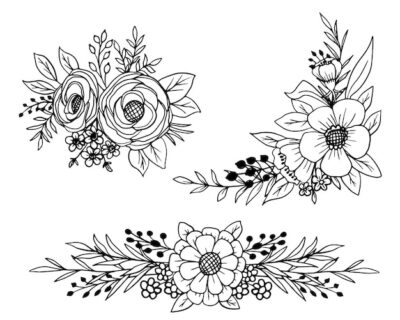 Free Vector | Spring flower and leaves line art collection