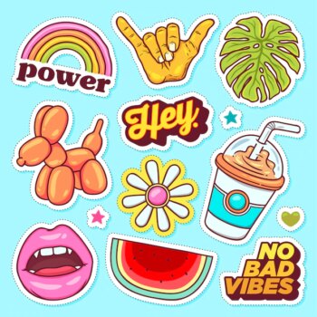 Free Vector | Sticker icons hand drawn doodle