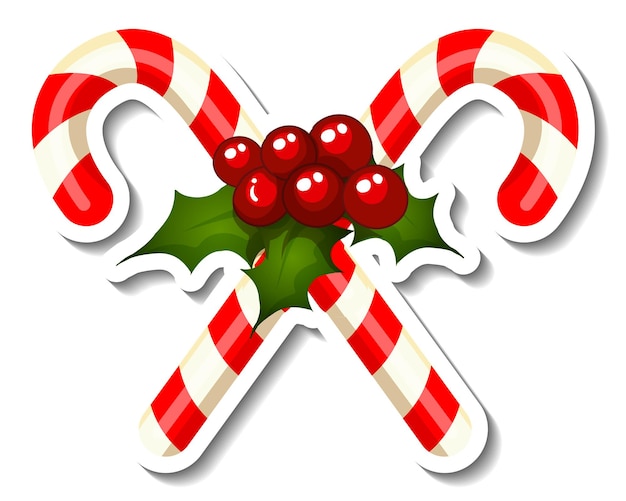 Free Vector | Sticker template with cross candy cane isolated